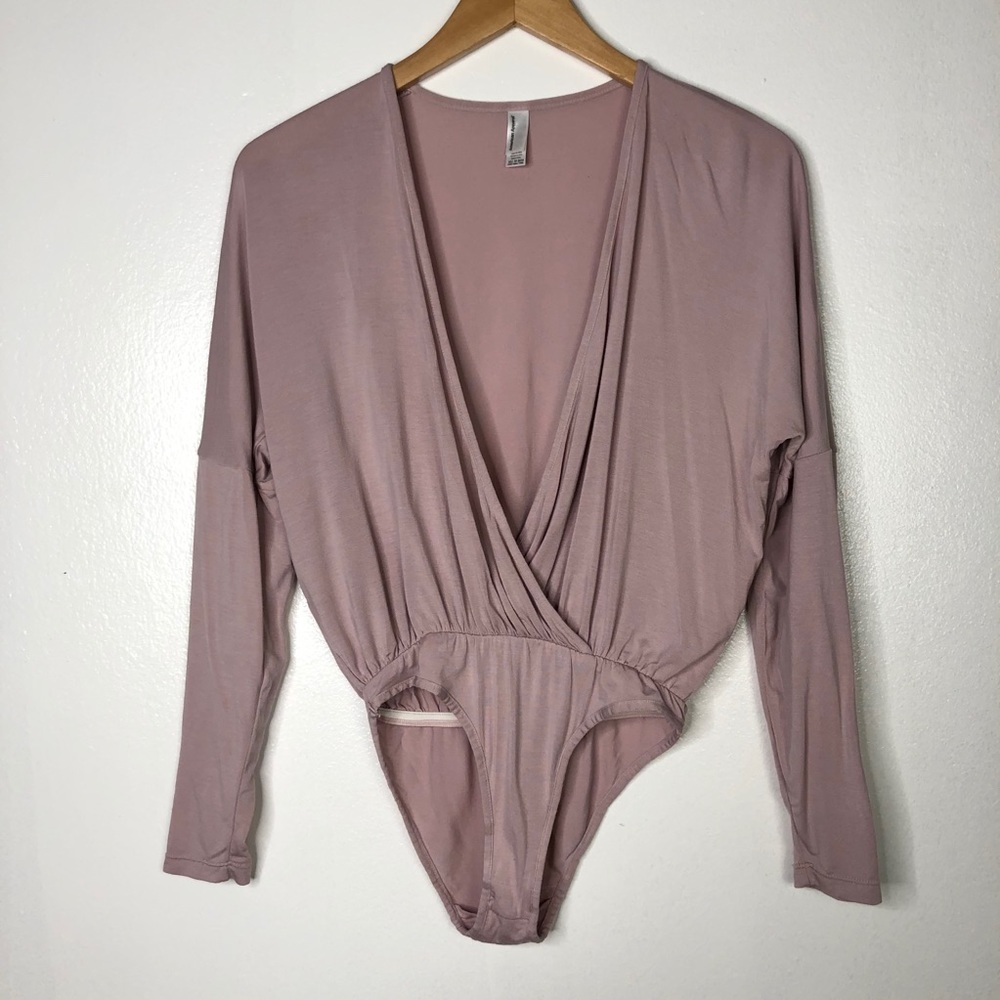 American Apparel • Deep V Mauve Bodysuit